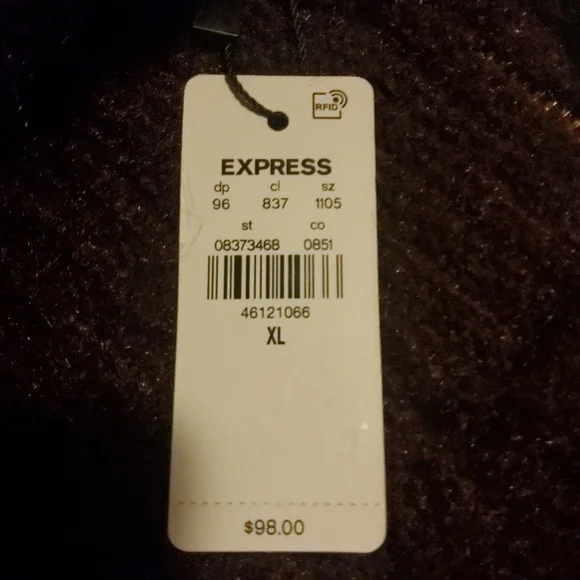 EXPRESS Fuzzy Knit Quarter Zip Tunic Sweater WomensSize XL Burgundy - Picture 5 of 5